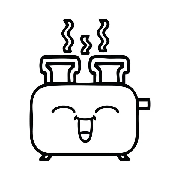 Line Drawing Cartoon Toaster — Stock Vector