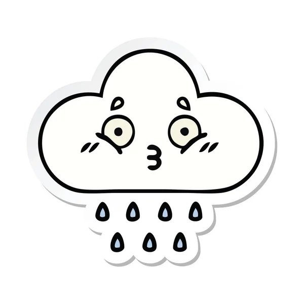 Sticker van een leuke cartoon regen wolk — Stockvector