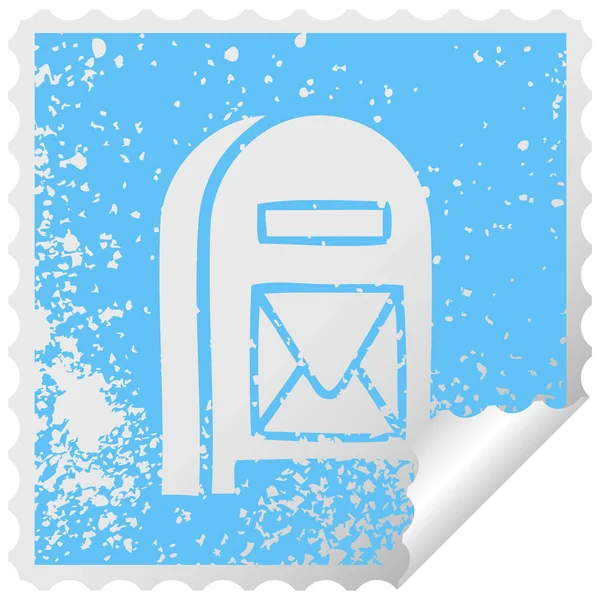 Angustiado quadrado descascamento etiqueta símbolo caixa de correio — Vetor de Stock