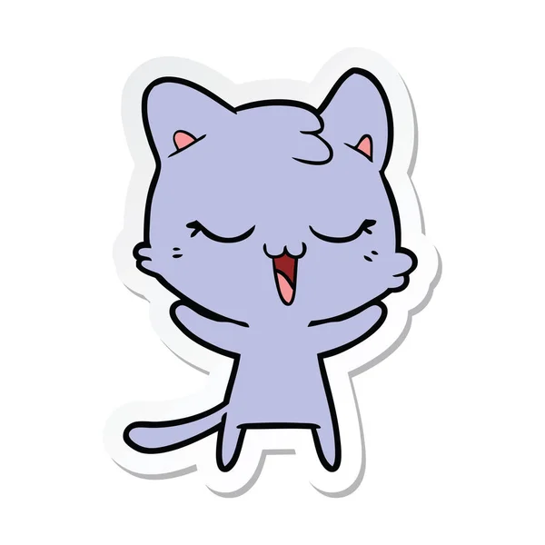 Sticker of a happy cartoon cat — Stock Vector