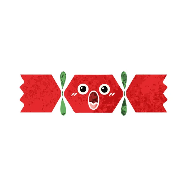 Retro illustration stil tecknad christmas cracker — Stock vektor