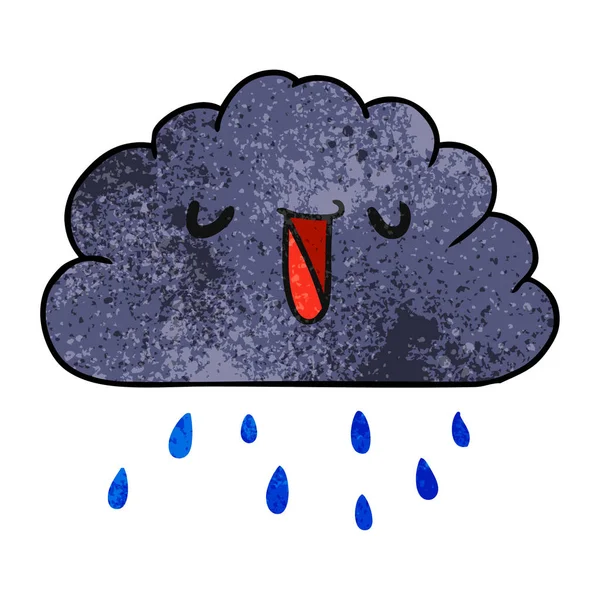 Getextureerde Cartoon Afbeelding Kawaii Weer Regen Wolk — Stockvector