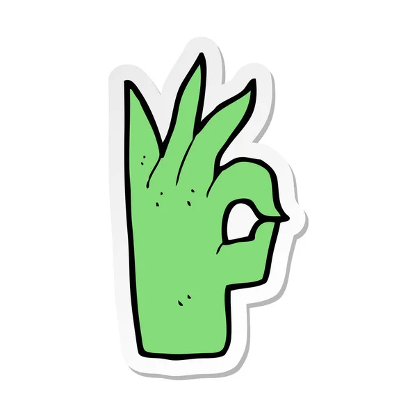 Sticker of a cartoon okay hand gesture — Stock Vector