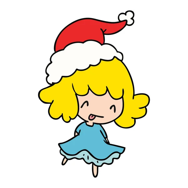 Christmas cartoon of kawaii girl — Stock Vector