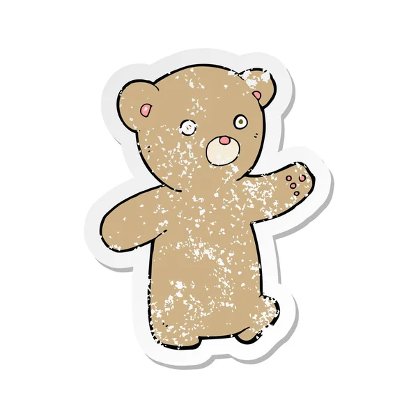Retro distressed sticker of a cartoon teddy bear — Stock Vector