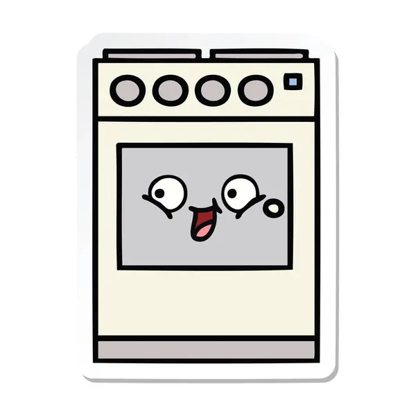 Pegatina de un lindo horno de cocina de dibujos animados — Vector de stock