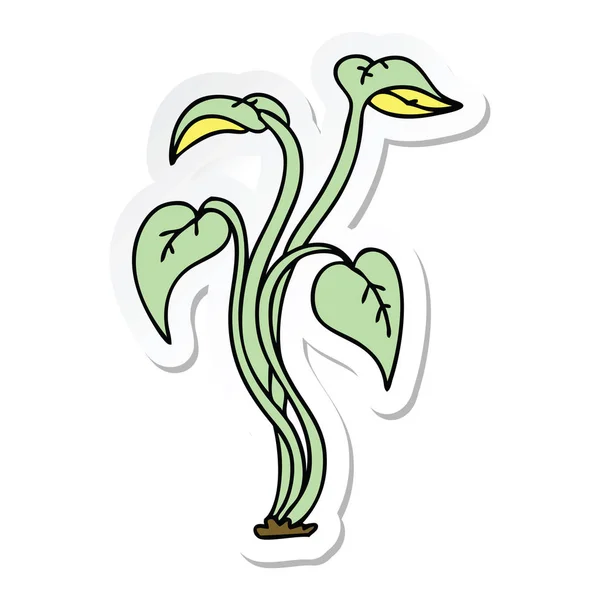 Pegatina Una Planta Dibujos Animados Dibujado Mano Peculiar — Vector de stock