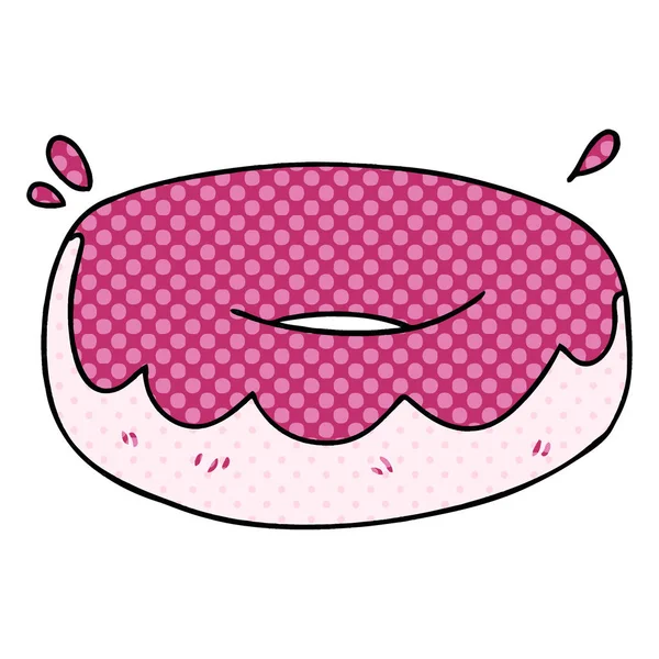 Estilo Quadrinhos Peculiar Desenho Animado Gelado Donut — Vetor de Stock