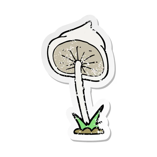 Retro Distressed Sticker Cartoon Mushroom — Stock Vector