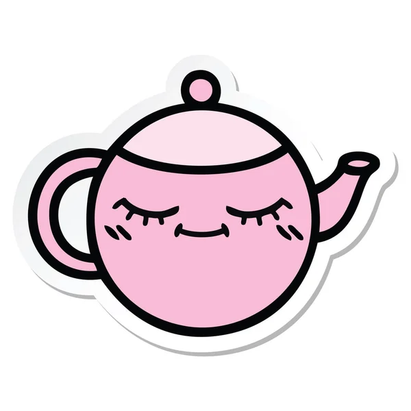 Sticker of a cute cartoon teapot — Stock Vector