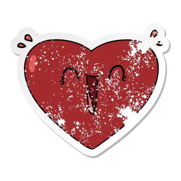 Страшна наклейка мультфільму щасливе серце — стоковий вектор
