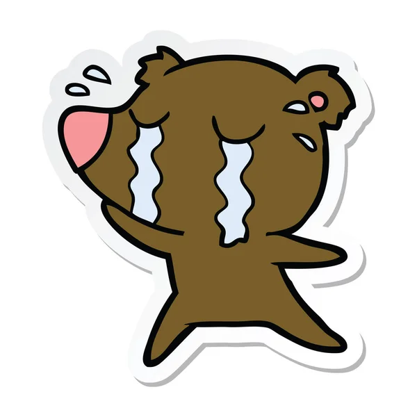 Sticker Van Een Cartoon Huilen Bear — Stockvector