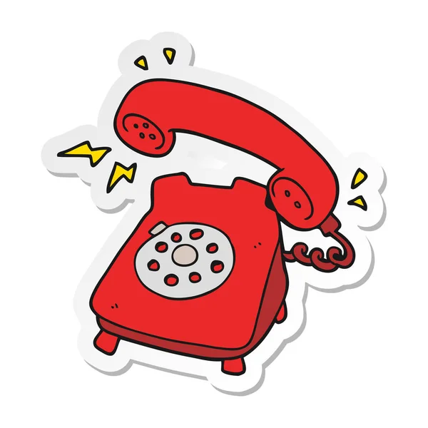 Sticker Cartoon Ringing Telephone — Stock Vector