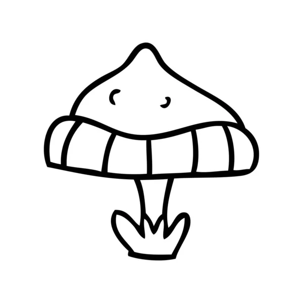 Linha de desenho doodle de um único toadstool — Vetor de Stock