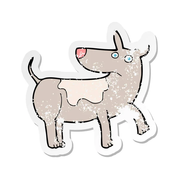 Etiqueta angustiada retro de um cão engraçado dos desenhos animados — Vetor de Stock