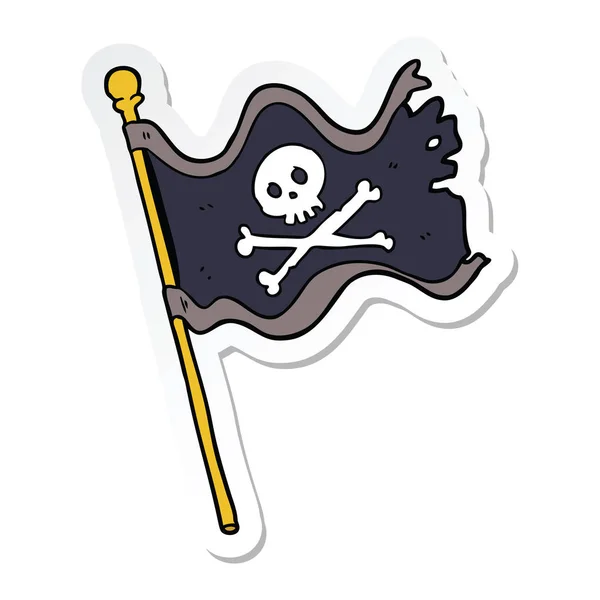 Pegatina de una bandera pirata de dibujos animados — Vector de stock