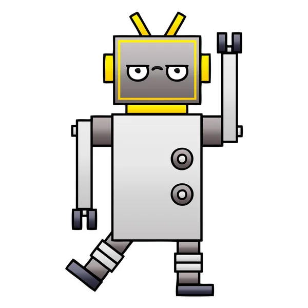 Caricatura Degradado Sombreado Robot Molesto — Vector de stock