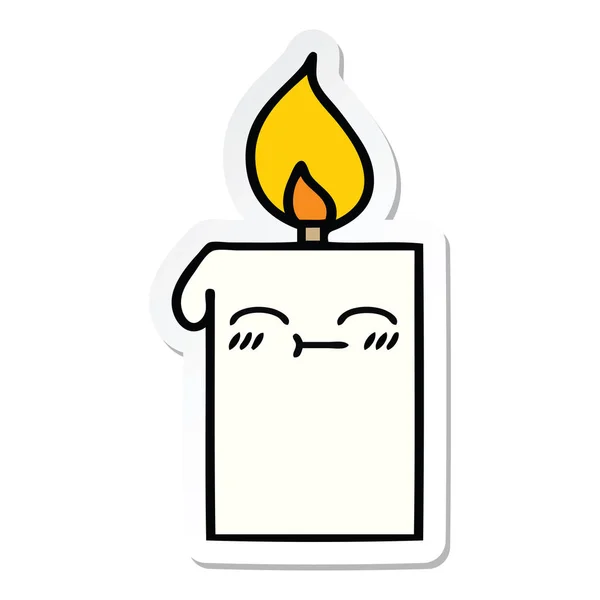 Sticker Cute Cartoon Lit Candle — Stock Vector