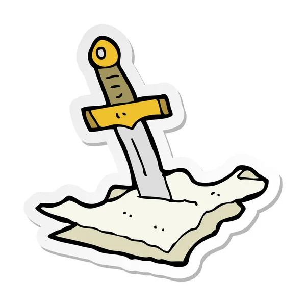 Sticker of a cartoon dagger in maps — Stock Vector