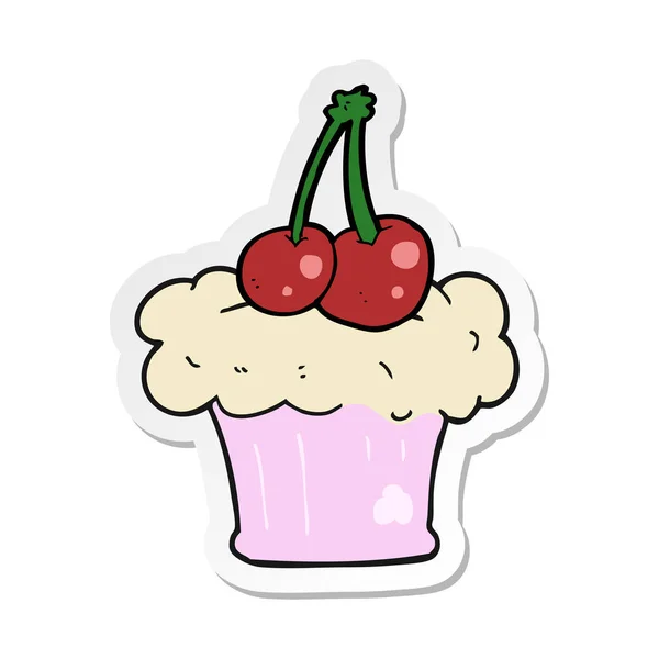 Sticker of a cartoon cupcake — Stock Vector