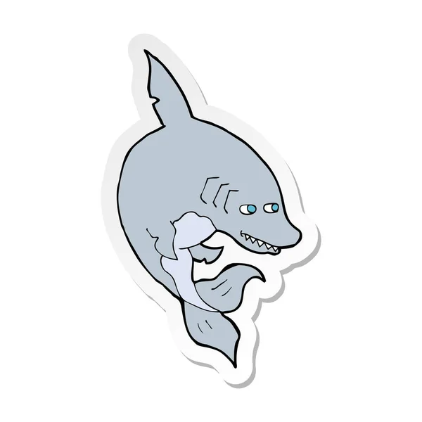 Sticker van een grappige cartoon-haai — Stockvector