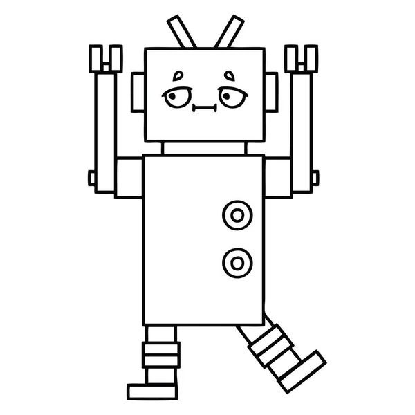 Linienzeichnung Cartoon Roboter — Stockvektor