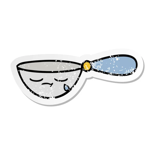 Distressed sticker of a cute cartoon measuring spoon — Stock Vector
