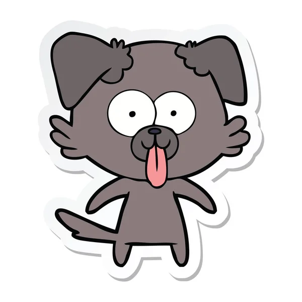 Sticker van de hond van een cartoon met tong uitsteekt — Stockvector