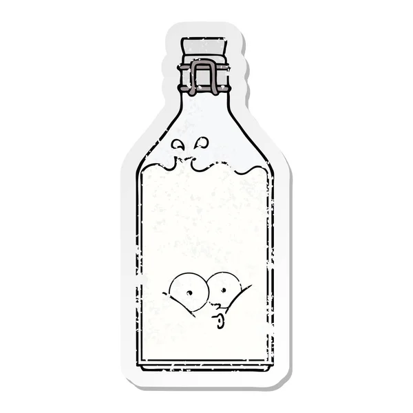 Adesivo Angosciato Una Vecchia Bottiglia Del Fumetto — Vettoriale Stock
