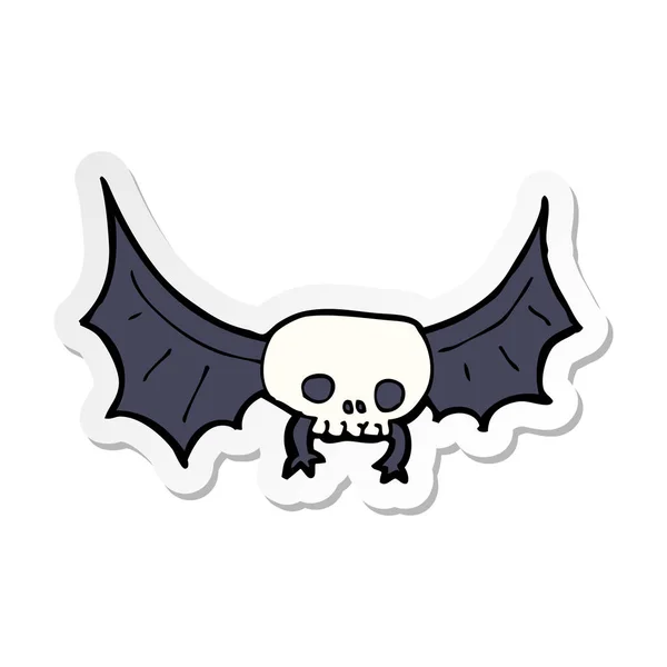 Sticker of a cartoon spooky skull bat — Stock Vector