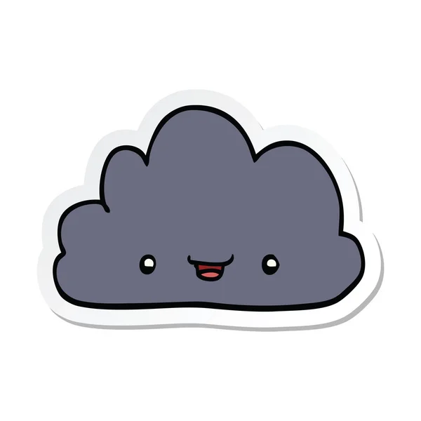 만화 작은 행복 구름 스티커 — 스톡 벡터