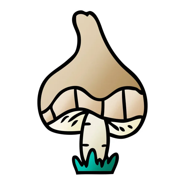 Gradient cartoon doodle of a single mushroom — Stock Vector