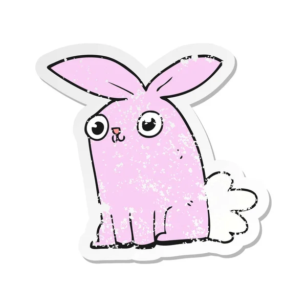 Autocollant affligé d'un lapin de bande dessinée — Image vectorielle