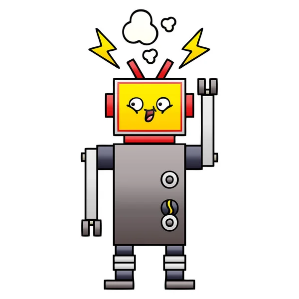 Gradient Shaded Cartoon Dancing Robot — Stock Vector