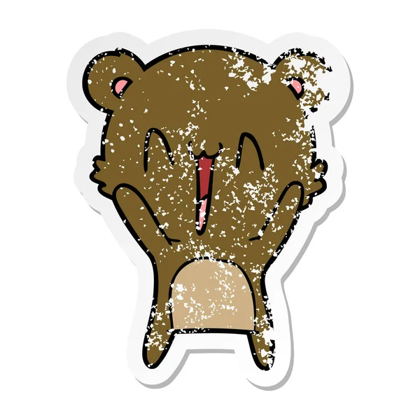 Distressed sticker of a happy bear cartoon — Stock Vector