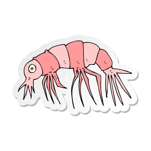Sticker of a cartoon shrimp — Stock Vector