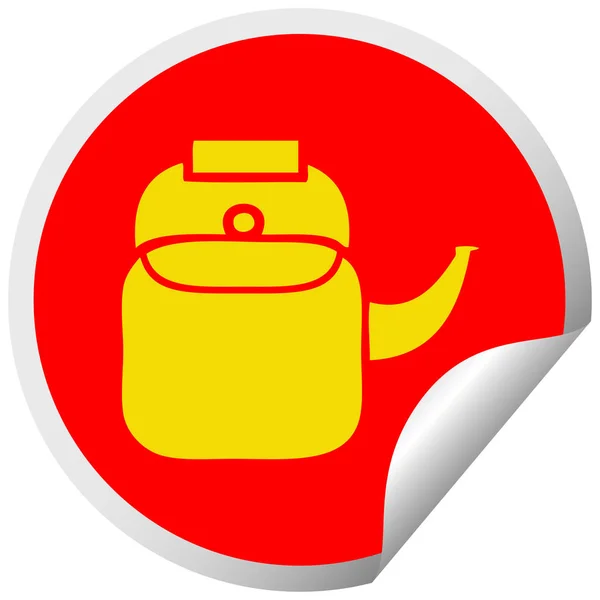 Circular peeling sticker cartoon kettle pot — Stock Vector