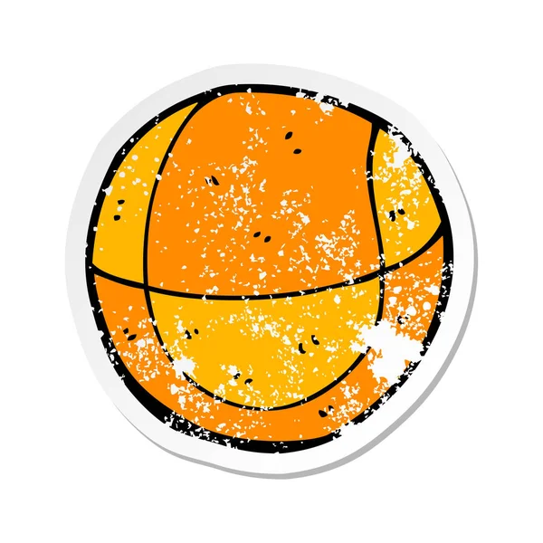 Ρετρό αναξιοπαθούντα αυτοκόλλητο ένα καρτούν μπάσκετ — Διανυσματικό Αρχείο