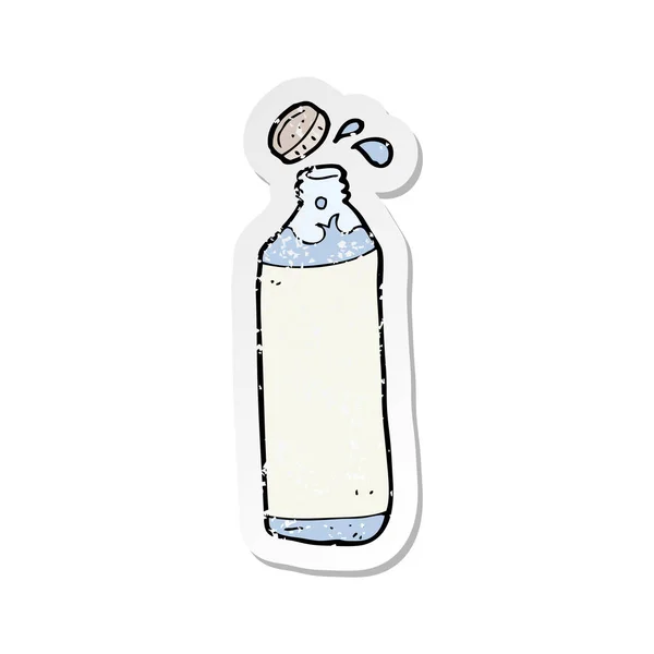 Pegatina retro angustiado de una botella de agua de dibujos animados — Vector de stock