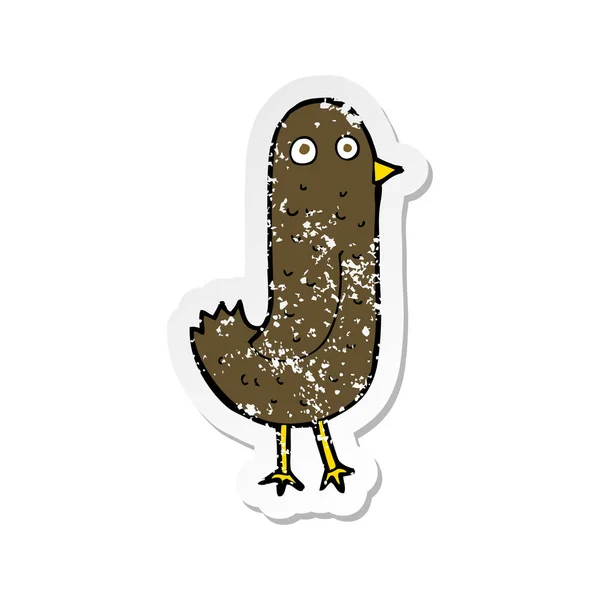 Komik karikatür kuş Retro sıkıntılı etiket — Stok Vektör