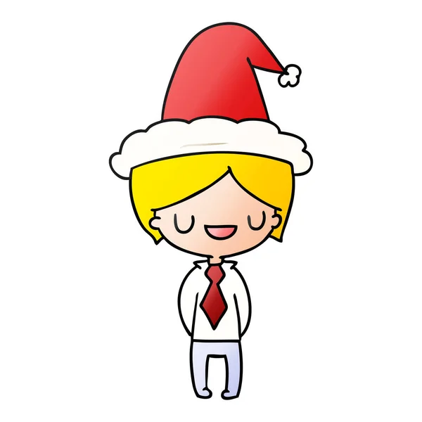 Mão Desenhada Desenhos Animados Gradiente Natal Menino Kawaii —  Vetores de Stock