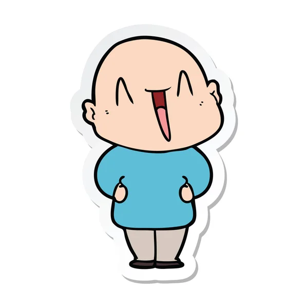 Sticker van een happy cartoon kale man — Stockvector