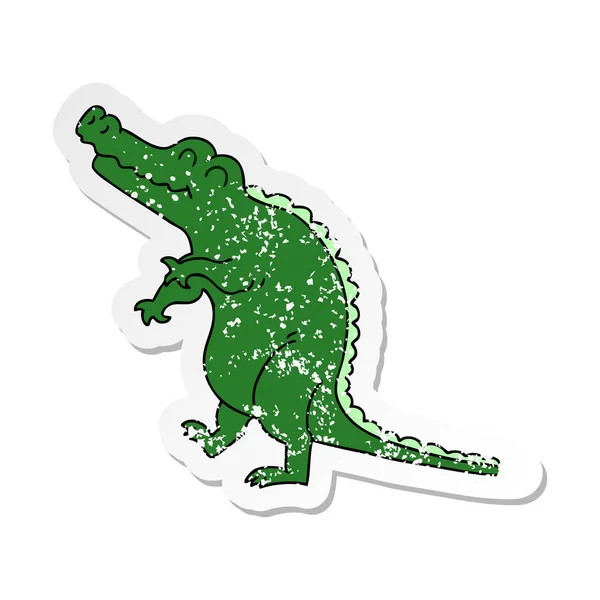 Etiqueta Angustiada Crocodilo Desenho Animado Mão Peculiar — Vetor de Stock