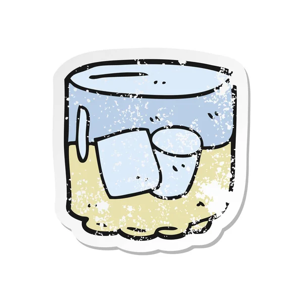 Retro noodlijdende sticker van een cartoon whiskey en ijs — Stockvector