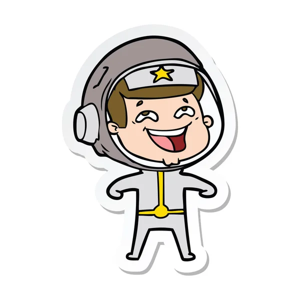 Наклейка мультфільму, що сміється космонавта — стоковий вектор