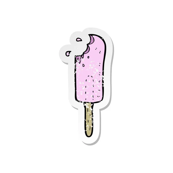 Retro noodlijdende sticker van een cartoon ice lolly — Stockvector