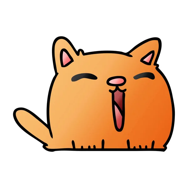 Dibujo Dibujado Mano Alzada Gradiente Lindo Gato Kawaii — Vector de stock