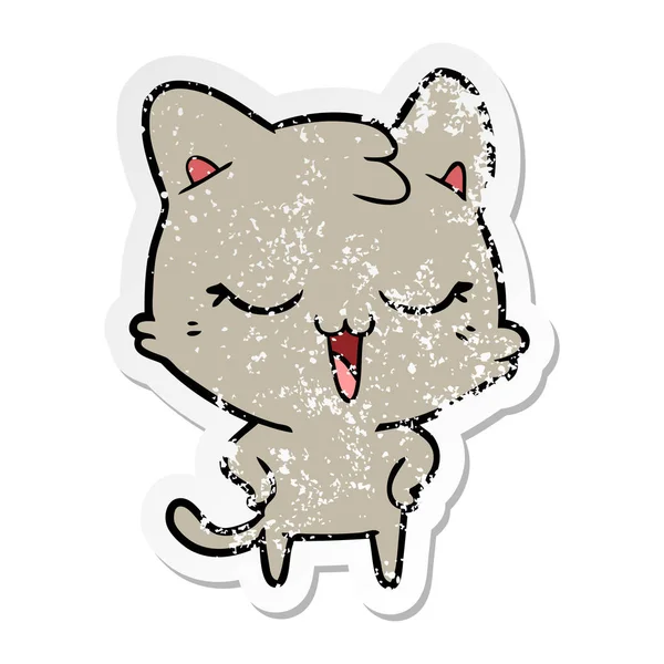 一个快乐的卡通猫苦恼的贴纸 — 图库矢量图片