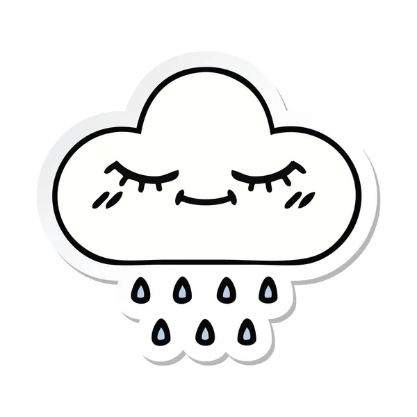 Sevimli Çizgi Yağmur Bulutu Etiket — Stok Vektör
