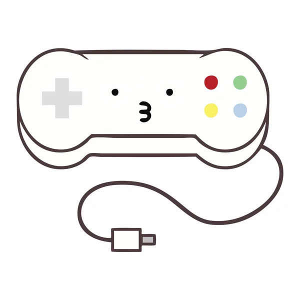 Dibujos Animados Retro Color Plano Controlador Juego — Vector de stock